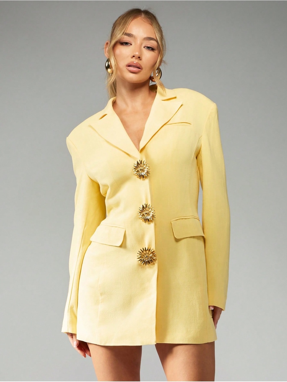 Missguided yellow blazer dress
